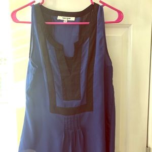 Navy Blue and Black Sleeveless Dress Top
